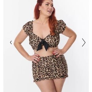 Unique Vintage Plus Size Leopard Bow Bandeau